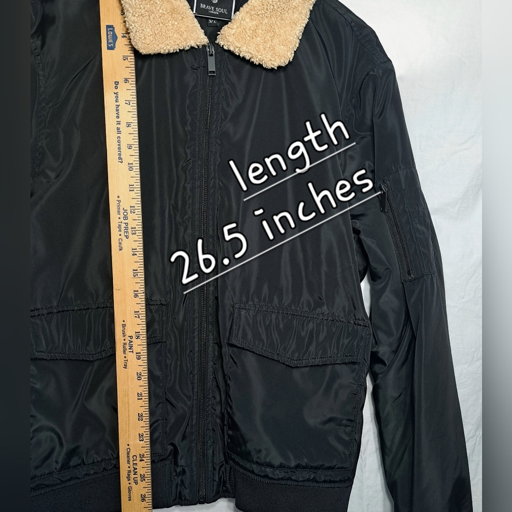 Bomber Style Jacket with Sherpa Collar by Brave Soul, London. - Picture 13 of 15
